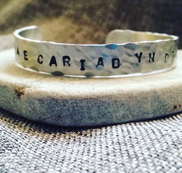 Aluminium Bangle with stamped words